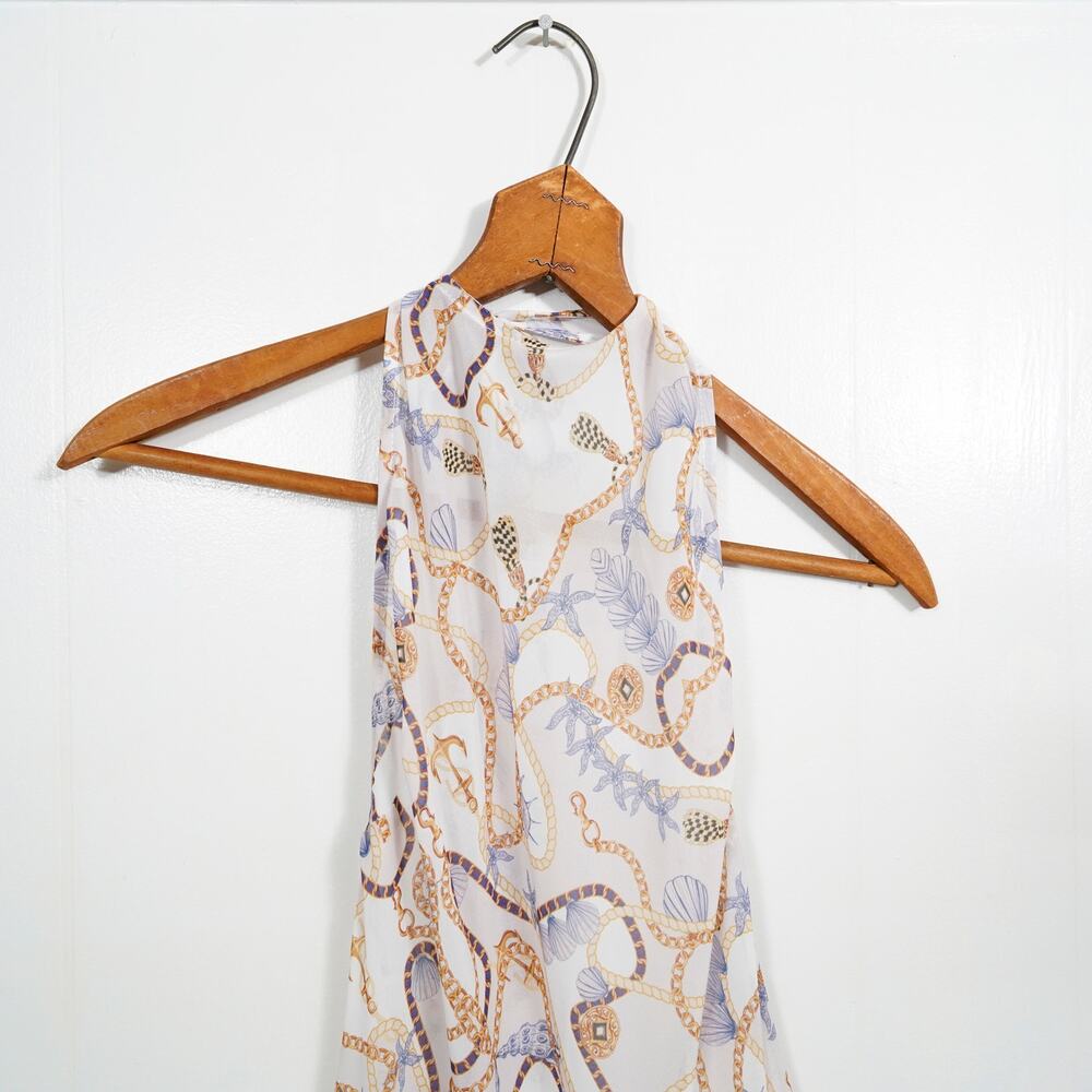 Bananhot Khloe Dress XS S NWT Blue Shell Chain Open Back Halter Maxi - Picture 8 of 12